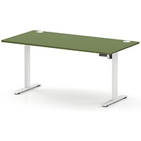 Air Lite 1600mm Height Adjustable Desk, White Leg, Moss Green