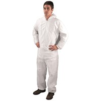 Single Use Non-Woven Coverall Medium 40-44 Inch White DC03 Single Use Non-Woven Coverall Medium 40-44 Inch White DC03