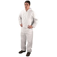 Single Use Non-Woven Coverall Medium 40-44 Inch White DC03