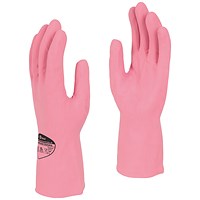 Shield Latex Rubber Household Gloves, 300mm Large, Pink, Pack of 12