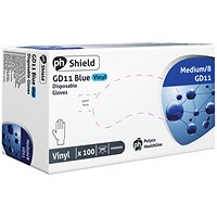 Shield Powdered Vinyl Gloves, Medium, Blue, Pack of 100 Shield Powdered Vinyl Gloves, Medium, Blue, Pack of 100