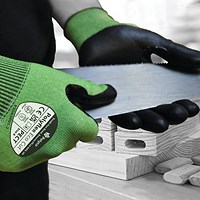 Polyco Polyflex Eco Cut Nitrile Palm Coated Hydrophobic Treated Gloves, Large, Green and Black, Pack of 10