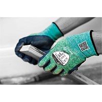 Polyflex Eco Latex Palm Coated Gloves, Large, Green and Blue, Pack of 10