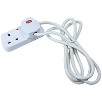 CED Extension Lead, 2 Sockets, 2m Lead, White