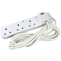 CED Surge Protected Power Extension Lead, 4 Sockets, 2m Lead, White