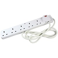 CED 6-Way Surge Protection 13 Amp 2m Extension Lead White