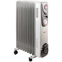 Oil Filled Radiator 2kW Timer Control White (Variable thermostat with timer control)