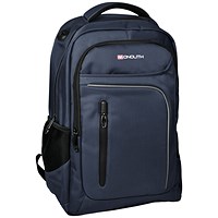 Monolith 15.6 Inch Business Commuter Backpack USB/Headphone Port Padded Pocket Navy Blue