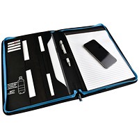 Monolith Blueline Zipped Conference Folder A4 Black