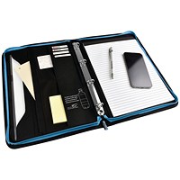 Monolith Blueline Zipped w/Ring Binder Conference Folder A4 Black