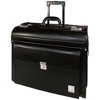 Monolith Leather Look Rolling Pilot Case, Black