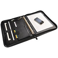 Monolith Zipped 4 O-Ring Binder, 370x270mm, Leather-Look, Black Monolith Zipped 4 O-Ring Binder, 370x270mm, Leather-Look, Black