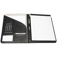 Monolith Executive Conference Folder with A4 Pad, 240x320mm, Leather-Look, Black