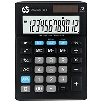 HP OfficeCalc 100 II Desktop Calculator, 12 Digit, Solar and Battery Power, Black HP OfficeCalc 100 II Desktop Calculator, 12 Digit, Solar and Battery Power, Black