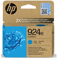 HP 924E EvoMore Original Ink Cartridge High Yield Cyan 4K0U7NE