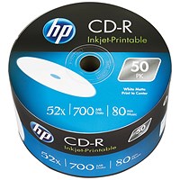 HP CD-R Inkjet Print 52X 700MB Wrap (Pack of 50)