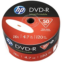 HP DVD+R Inkjet Print 16X 4.7GB Wrap (Pack of 50)