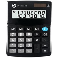 HP OfficeCalc 108 Semi-Desktop Calculator, 8 Digit, Solar and Battery Power, Black HP OfficeCalc 108 Semi-Desktop Calculator, 8 Digit, Solar and Battery Power, Black