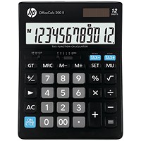 HP OfficeCalc 200 II Desktop Calculator, 12 Digit, Solar and Battery Power, Black
