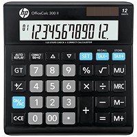 HP OfficeCalc 300 II Desktop Calculator, 12 Digit, Solar and Battery Power, Black
