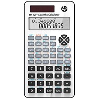 HP 10S+ 2 Line Scientific Calculator, Solar and Battery Power, White