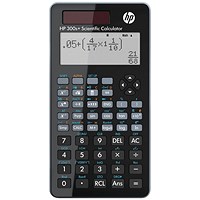 HP 300S+ 4 Line Scientific Calculator, Solar and Battery Power, Black