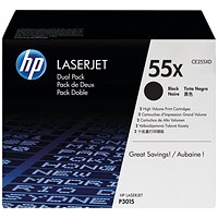 HP 55X Black Laser Toner Cartridge (Twin Pack) CE255XD