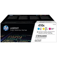 HP 410X High Yield Laser Toner Cartridges- Cyan, Magenta and Yellow (3 Cartridges)