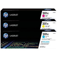 HP 201XM High Yield Laser Toner Cartridges - Cyan, Magenta and Yellow (3 Cartridges)