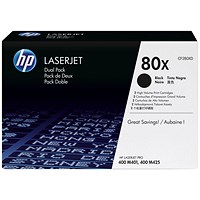 HP 80X Black Laser Toner Cartridges (Twin Pack) CF280XD HP 80X Black Laser Toner Cartridges (Twin Pack) CF280XD