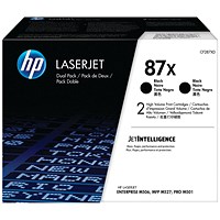 HP 87X Black Laser Toner Cartridges (Twin Pack) CF287XD