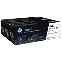 HP 305A Laser Toner Cartridges - Cyan, Magenta and Yellow (3 Cartridges)