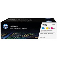 HP 128A Laser Toner Cartridges - Cyan, Magenta and Yellow (3 Cartridges)