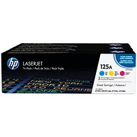 HP 125A Laser Toner Cartridges - Cyan, Magenta and Yellow (3 Cartridges)