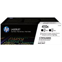 HP 410X High Yield Black Laserjet Toner Cartridge (Pack of 2) CF410XD