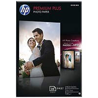 HP White 10x15cm Premium Plus Glossy Photo Paper (Pack of 25) CR677A