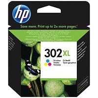 HP 302XL Colour High Yield Ink Cartridge F6U67AE