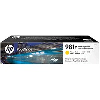 HP 981Y PageWide Yellow Extra High Yield Ink Cartridge L0R15A