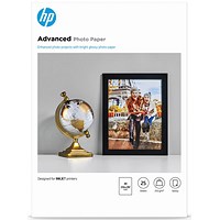 HP A4 Advanced Photo Paper, Glossy, 250gsm, Pack of 25