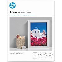 HP 130mm x180mm Advanced Photo Paper, Glossy, 250gsm, Pack of 25