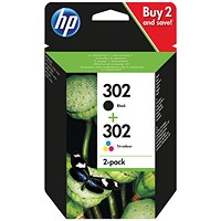 HP 302 Black & Colour Ink Cartridges (2 Cartridges) X4D37AE