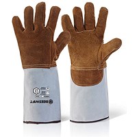 Beeswift High Quality Heat Resistant Gauntlet, Brown and White, Pack of 10