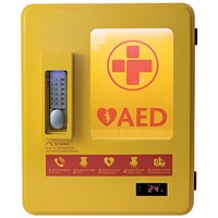 Reliance Medical Yellow AED Alarmed Outdoor Wall Mountable Heated Metal Cabinet