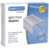 Rapesco 923/17mm Galvanised Finish Staples, Pack of 1000