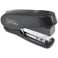 Rapesco Germ-Savvy Eco Front Loading Half Strip Stapler, Capacity 50 Sheets, Black