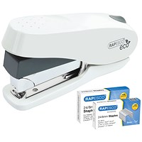 Rapesco ECO Luna Half Strip Stapler, Capacity 50 Sheets, White