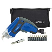 Rapesco Germ-Savvy Antibacterial Cordless Screwdriver, 3.6V, Blue