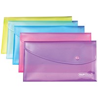 Rapesco DL Popper Wallets, Assorted, Pack of 5