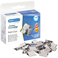 Rapesco Supaclip 60 Refill Clips, Stainless Steel, Pack of 100