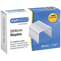 Rapesco 26/6mm Staples, Pack of 5000